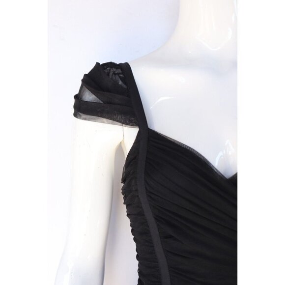 BCBCMAXAZRIA Women’s Size XXS Black Bodycon Mesh Cap Sleeve Ruched Mini - Picture 4 of 9